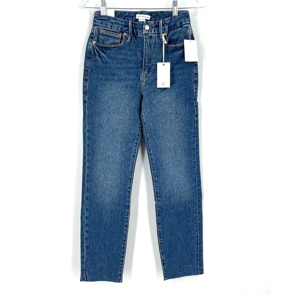 Good‎ American Good Crop Raw Hem Slim Jeans Size 0/25 NWT